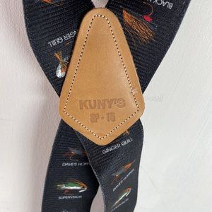 New, Men's, Fishing Flies on Black, XL, 2", Adj. Suspenders / Braces, Made n USA